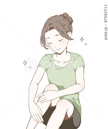 フットケアをする女性(笑顔/美脚/キラキラ) フットケアをする女性(笑顔/美脚/キラキラ) 87082511