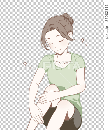 フットケアをする女性(笑顔/美脚/キラキラ) フットケアをする女性(笑顔/美脚/キラキラ) 87082511