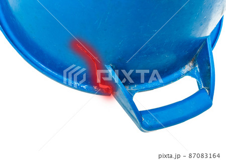 Hard plastic crack broken material damaged old structure abandoned object for repair 87083164