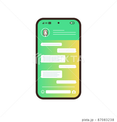 スマートフォン メッセージアプリのイラスト 87083238