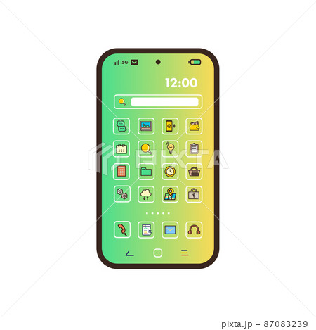 スマートフォン ホーム画面のイラスト 87083239