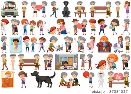 Set of different activities people in cartoon style 87084037