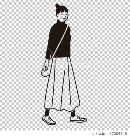 A woman in a simple line drawing skirt 87084246