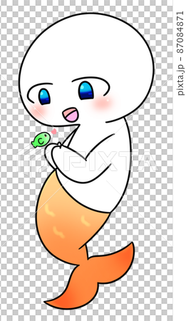 與魚相處融洽的美人魚角色[無背景] 87084871