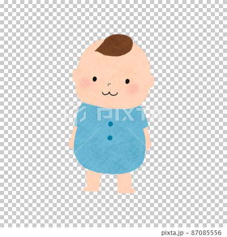 立った赤ちゃんの手書きイラスト素材 87085556
