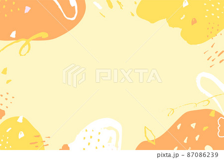 黄色・オレンジのミニマル・アブストラクト・手描きの背景デザイン 87086239