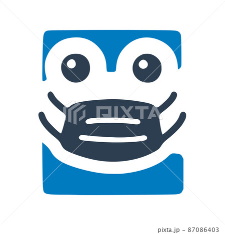 Letter e in medical mask, cute character in doodle style 87086403