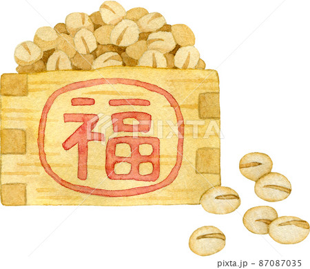 升いっぱいの福豆のイラスト 87087035
