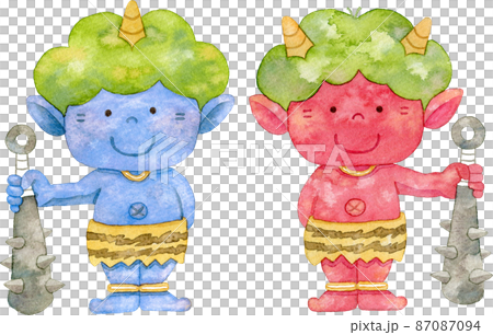金棒を持つ青鬼と赤鬼のイラスト 87087094