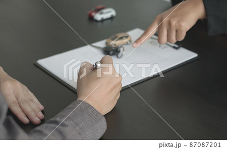 The car dealer provides advice on loans, insurance details, and car rental information, and delivers the car with the keys after the rental contract is signed The car dealer provides advice on loans, insurance details, and car rental information, and delivers the car with the keys after the rental contract is signed 87087201
