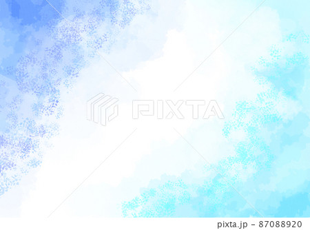 ブルー系二色の雲と白い光・淡い水彩の抽象背景イラスト 87088920