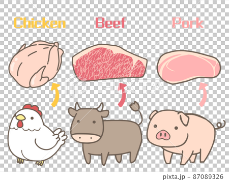 食肉のイラスト 牛 豚 鶏 のイラスト素材
