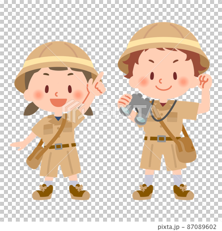 探検服を着た子供たち 87089602
