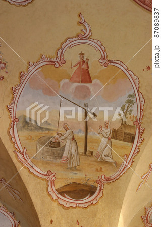 Fresco painting on the ceiling of the church 87089837
