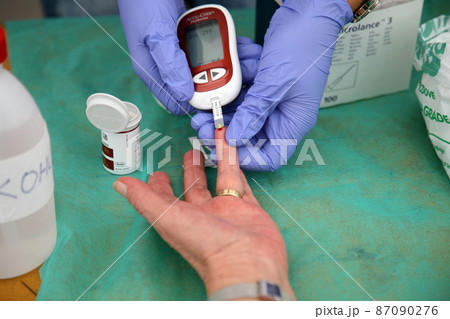 Measuring glucose level blood test 87090276