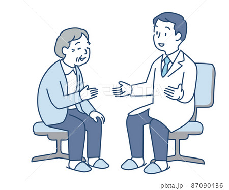 診察の時、医師に相談するシニア女性 87090436