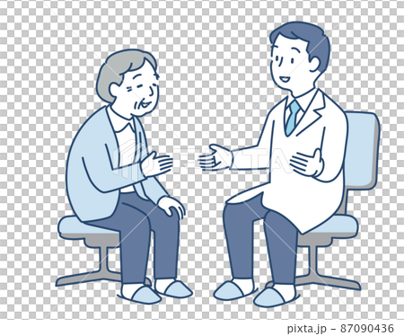診察の時、医師に相談するシニア女性 87090436