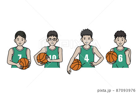バスケットボール 男子 バスケ部 クラブ活動 部活 スポーツ 男の子 イラストのイラスト素材