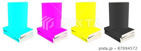 Four CMYK Paperback books blank template red, green and blue for presentation layouts and design. Four CMYK Paperback books blank template red, green and blue for presentation layouts and design. 87094572