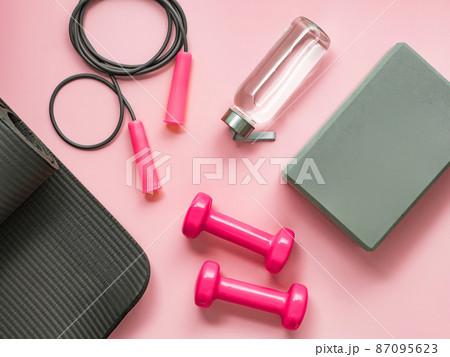 Fitness concept. Sport mat, equipment 87095623