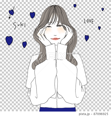 Shiny female blue hand-painted characters 87096925