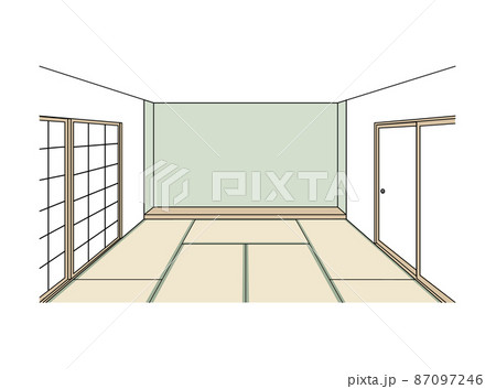 日本の和室のイラスト 1点透視図 カラー 日本の和室のイラスト 1点透視図 カラー 87097246