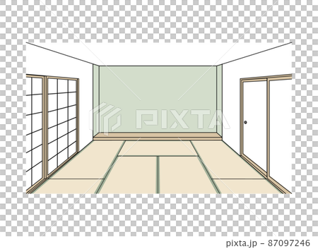 日本の和室のイラスト 1点透視図 カラー 日本の和室のイラスト 1点透視図 カラー 87097246