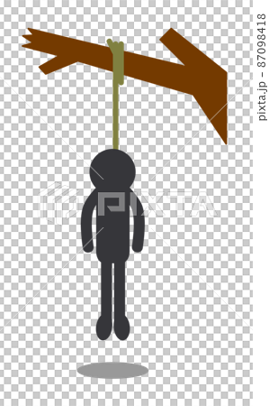 Illustration of a corpse dead by hanging suicide Illustration of a corpse dead by hanging suicide 87098418
