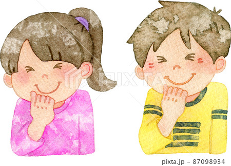 うっしっしと笑う子供たちのイラスト 87098934
