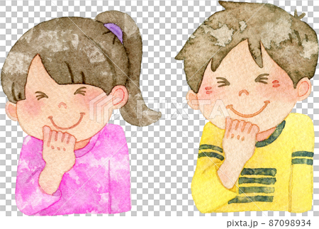 うっしっしと笑う子供たちのイラスト 87098934