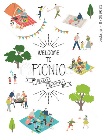 ピクニックを楽しむ人たち 87099081