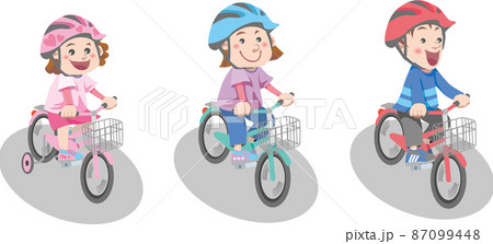 交通安全 子供の自転車 補助輪付き自転車 のイラスト素材