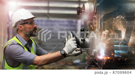 engineer on site working for production or maintenance big machine industry in factory engineer on site working for production or maintenance big machine industry in factory 87099604