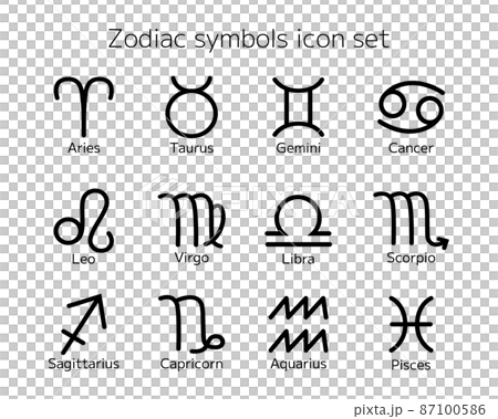 十二星座符號圖標集 87100586