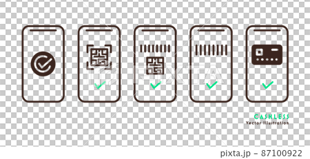 スマートフォンのイラストセット キャッシュレス決済 87100922