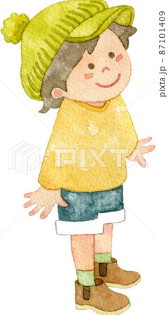 上を見上げる男の子のイラスト 上を見上げる男の子のイラスト 87101409