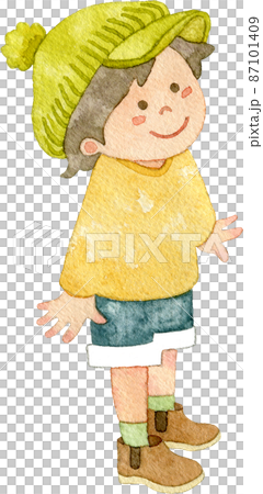 上を見上げる男の子のイラスト 上を見上げる男の子のイラスト 87101409
