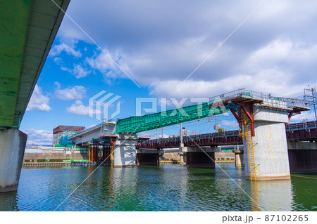 阪急線　連続立体交差事業　神崎川橋梁 87102265