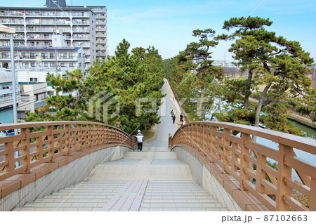 草加市の旧日光街道草加松原の矢立橋 87102663