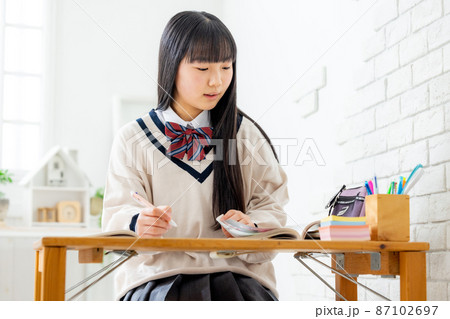 家で勉強をする女の子 家で勉強をする女の子 87102697