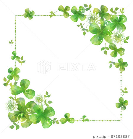 クローバーと雫のフレーム（背景なし　正方形） 87102887