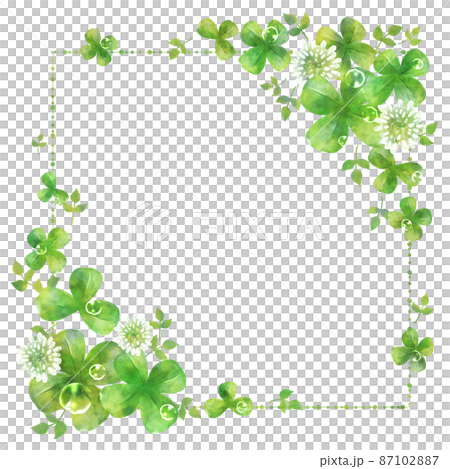 クローバーと雫のフレーム（背景なし　正方形） 87102887