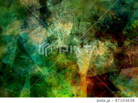 緑色の幻想的なキラキラ水彩テクスチャ背景 87103638