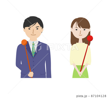 指し棒を持っている気象予報士たち 上半身 のイラスト素材 指し棒を持っている気象予報士たち 上半身 のイラスト素材