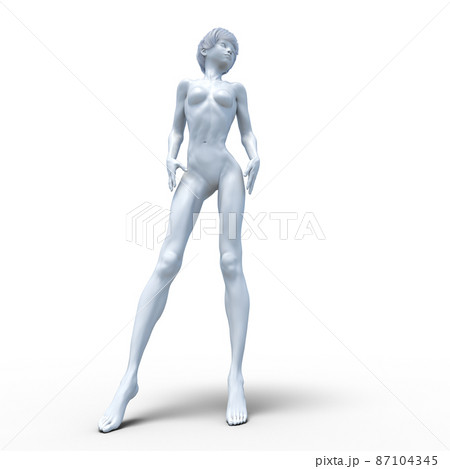 白いフィギュア　女性ヌード 　perming3DCGイラスト素材 87104345