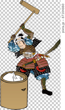 浮世絵　餅つきする武将　その2 87104860