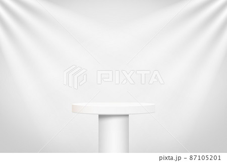 Round pedestal on a stand illuminated by spotlights. Vector illustration image. Round pedestal on a stand illuminated by spotlights. Vector illustration image. 87105201