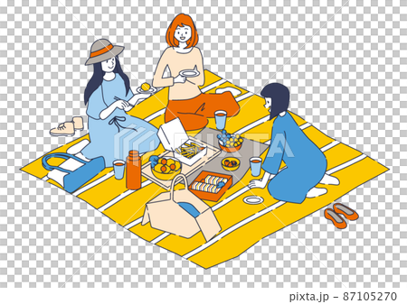ピクニックを楽しむ女性たち 87105270