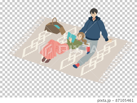 Men and women enjoying a picnic Men and women enjoying a picnic 87105461