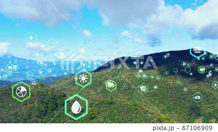 自然環境とテクノロジー　サステナブル　SDGs 87106909